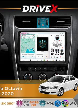 Штатна магнітола для skoda octavia 2013-2020 drivex s7+ 2k qled 10" android 8-ядерний 2.7ггц 8x128гб sim-картка 3g/4g ak7808 ab