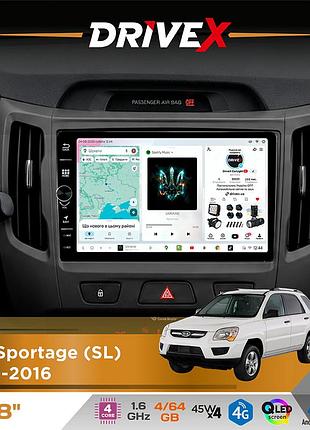 Штатна магнітола для kia sportage (sl) 2010-2016 drivex s3 qled 8" з фізичними кнопками android 8-ядерний 1.6ггц 4x64гб sim-картка