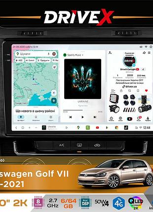 Штатна магнітола для volkswagen golf vii 2012-2021 drivex s7 2k qled 10" android 8-ядерний 2.7ггц 6x64гб sim-картка 3g/4g ak7808