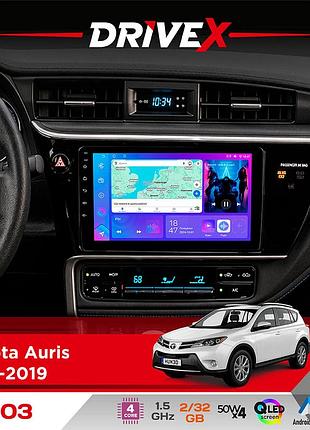 Штатна магнітола для toyota auris 2017-2019 drivex a-903 qled 9" android 4-ядерний 2+32гб 4x50w(tda7851) бездротовий carplay та