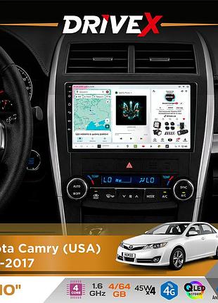 Штатна магнітола для toyota camry (usa) 2015-2017 drivex s3 qled 10" android 8-ядерний 1.6ггц 4x64гб sim-картка 3g/4g 7388 4x45w