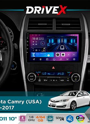 Штатна магнітола для toyota camry (usa) 2015-2017 drivex se-1011 qled 10" android 4-ядерний 4+64гб dsp 4x50w(tda7851) бездротовий