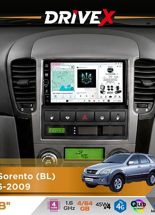 Штатная магнитола для kia sorento (bl) 2006-2009 drivex s3 qled 8" с физическими кнопками android 8-ядерный 1.6ггц 4x64гб sim-карта