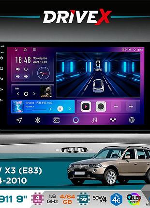 Штатна магнітола для bmw x3 (e83) 2004-2010 drivex se-911 4+64гб qled 9" android 4-ядерний 4x50w(tda7851) dsp бездротовий carplay