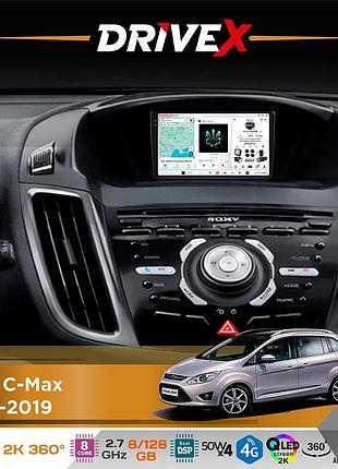 Штатна магнітола для ford c-max 2010-2019 drivex s7+ 2k qled 9" android 8-ядерний 2.7ггц 8x128гб sim-картка 3g/4g ak7808 ab 4x50w