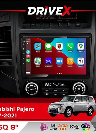 Штатная магнитола для mitsubishi pajero 2007-2021 drivex un5 qled 9" android 4-ядерный 2+32гб 4x45w беспроводной carplay и