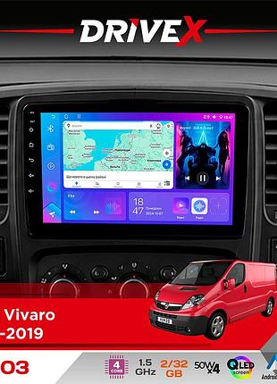 Штатна магнітола для opel vivaro 2014-2019 drivex a-903 qled 9" android 4-ядерний 2+32гб 4x50w(tda7851) бездротовий carplay та