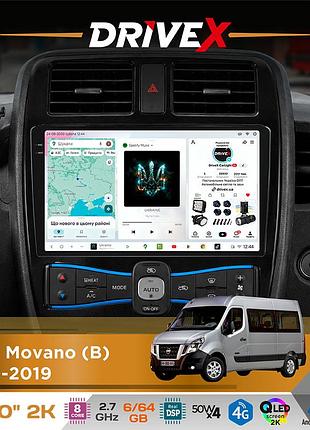Штатна магнітола для renault master 2010-2019 drivex s7 2k qled 10" android 8-ядерний 2.7ггц 6x64гб sim-картка 3g/4g ak7808 ab