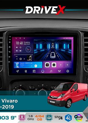 Штатна магнітола для opel vivaro 2014-2019 drivex se-903 qled 9" android 8-ядерний 4+64гб sim-картка 3g/4g dsp 4x50w(tda7851)
