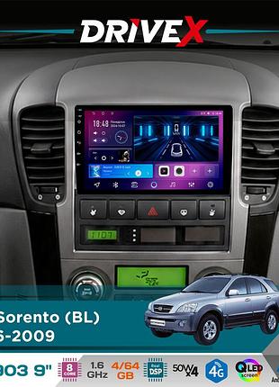 Штатна магнітола для kia sorento (bl) 2006-2009 drivex se-903 qled 9" android 8-ядерний 4+64гб sim-картка 3g/4g dsp 4x50w(tda7851)