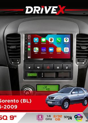 Штатна магнітола для kia sorento (bl) 2006-2009 drivex un5 qled 9" android 4-ядерний 2+32гб 4x45w бездротовий carplay та