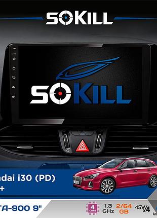 Штатна магнітола для hyundai i30 (pd) 2017+ sokill delta-900 9" android 4-ядерний 2+64гб 4x45w бездротовий carplay та androidauto