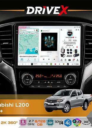 Штатна магнітола для mitsubishi l200 2019+ drivex s7+ 2k qled 9" android 8-ядерний 2.7ггц 8x128гб sim-картка 3g/4g ak7808 ab 4x50w