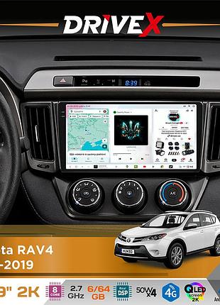 Штатна магнітола для toyota rav4 2013-2019 drivex s7 2k qled 9" android 8-ядерний 2.7ггц 6x64гб sim-картка 3g/4g ak7808 ab 4x50w