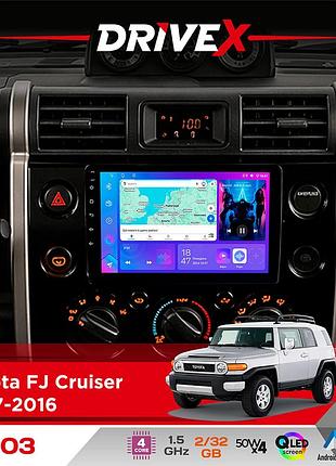 Штатна магнітола для toyota fj cruiser 2007-2016 drivex a-903 qled 9" android 4-ядерний 2+32гб 4x50w(tda7851) бездротовий carplay