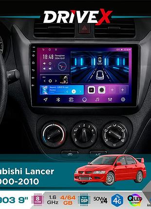 Штатна магнітола для mitsubishi lancer ix 2000-2010 drivex se-903 qled 9" android 8-ядерний 4+64гб sim-картка 3g/4g dsp
