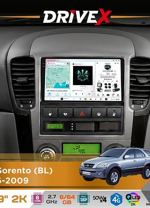 Штатна магнітола для kia sorento (bl) 2006-2009 drivex s7 2k qled 9" android 8-ядерний 2.7ггц 6x64гб sim-картка 3g/4g ak7808 ab