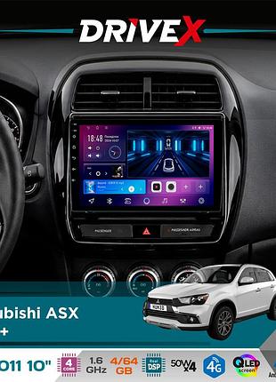 Штатна магнітола для mitsubishi asx 2019+ drivex se-1011 qled 10" android 4-ядерний 4+64гб dsp 4x50w(tda7851) бездротовий carplay