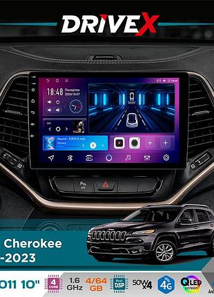 Штатна магнітола для jeep cherokee 2014-2023 drivex se-1011 qled 10" android 4-ядерний 4+64гб dsp 4x50w(tda7851) бездротовий