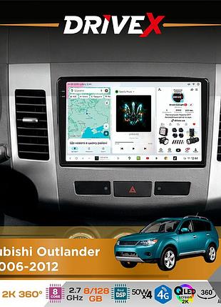 Штатная магнитола для mitsubishi outlander xl 2006-2012 drivex s7+ 2k qled 9" android 8-ядерный 2.7ггц 8x128гб sim-карта 3g/4g
