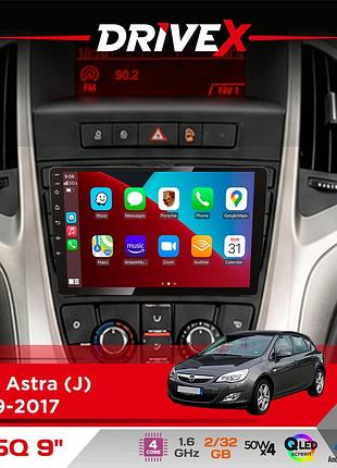 Штатна магнітола для opel astra (j) 2009-2017 drivex un5 qled 9" android 4-ядерний 2+32гб 4x45w бездротовий carplay та androidauto