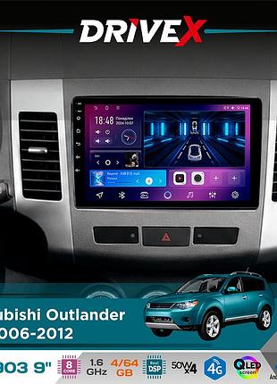 Штатная магнитола для mitsubishi outlander xl 2006-2012 drivex se-903 qled 9" android 8-ядерный 4+64гб sim-карта 3g/4g dsp