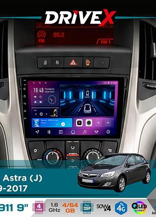 Штатна магнітола для opel astra (j) 2009-2017 drivex se-911 4+64гб qled 9" android 4-ядерний 4x50w(tda7851) dsp бездротовий