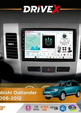 Штатная магнитола для mitsubishi outlander xl 2006-2012 drivex s3 qled 9" android 8-ядерный 1.6ггц 4x64гб sim-карта 3g/4g 7388