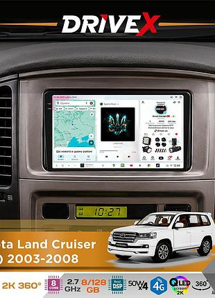 Штатная магнитола для toyota land cruiser (100) 2003-2008 drivex s7+ 2k qled 9" android 8-ядерный 2.7ггц 8x128гб sim-карта 3g/4g