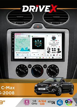 Штатная магнитола для ford c-max 2003-2008 drivex s3 qled 9" android 8-ядерный 1.6ггц 4x64гб sim-карта 3g/4g 7388 4x45w asp tm2313