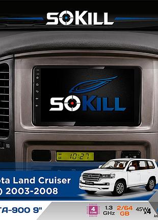Штатная магнитола для toyota land cruiser (100) 2003-2008 sokill delta-900 9" android 4-ядерный 2+64гб 4x45w беспроводной carplay и
