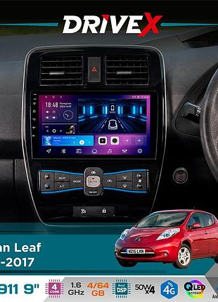 Штатная магнитола для nissan leaf 2010-2017 drivex se-911 4+64гб qled 9" android 4-ядерный 4x50w(tda7851) dsp беспроводной carplay