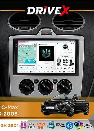 Штатная магнитола для ford c-max 2003-2008 drivex s7+ 2k qled 9" android 8-ядерный 2.7ггц 8x128гб sim-карта 3g/4g ak7808 ab 4x50w