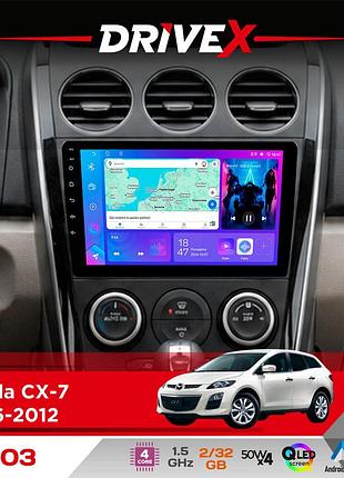 Штатная магнитола для mazda cx-7 2006-2012 drivex a-903 qled 9" android 4-ядерный 2+32гб 4x50w(tda7851) беспроводной carplay и