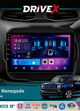 Штатная магнитола для jeep renegade 2014+ drivex se-903 qled 9" android 8-ядерный 4+64гб sim-карта 3g/4g dsp 4x50w(tda7851)