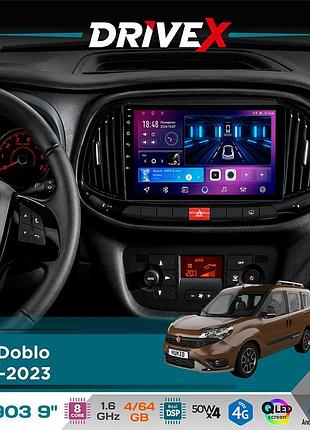 Штатная магнитола для fiat doblo 2015-2023 drivex se-903 qled 9" android 8-ядерный 4+64гб sim-карта 3g/4g dsp 4x50w(tda7851)