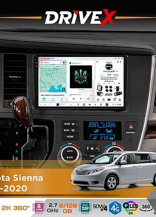 Штатная магнитола для toyota sienna 2015-2020 drivex s7+ 2k qled 9" android 8-ядерный 2.7ггц 8x128гб sim-карта 3g/4g ak7808 ab