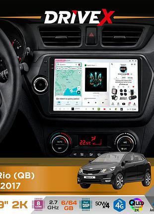 Штатная магнитола для kia rio (qb) 2011-2017 drivex s7 2k qled 9" android 8-ядерный 2.7ггц 6x64гб sim-карта 3g/4g ak7808 ab 4x50w
