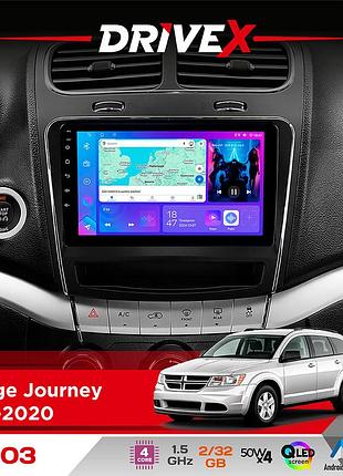 Штатная магнитола для dodge journey 2011-2020 drivex a-903 qled 9" android 4-ядерный 2+32гб 4x50w(tda7851) беспроводной carplay и