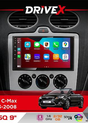 Штатная магнитола для ford c-max 2003-2008 drivex un5 qled 9" android 4-ядерный 2+32гб 4x45w беспроводной carplay и androidauto