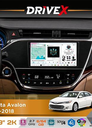 Штатная магнитола для toyota avalon 2013-2018 drivex s7 2k qled 9" android 8-ядерный 2.7ггц 6x64гб sim-карта 3g/4g ak7808 ab 4x50w