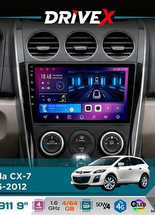 Штатная магнитола для mazda cx-7 2006-2012 drivex se-911 4+64гб qled 9" android 4-ядерный 4x50w(tda7851) dsp беспроводной carplay и