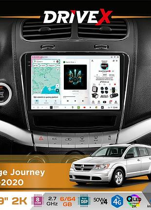Штатная магнитола для dodge journey 2011-2020 drivex s7 2k qled 9" android 8-ядерный 2.7ггц 6x64гб sim-карта 3g/4g ak7808 ab 4x50w