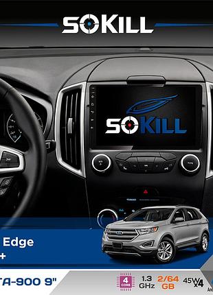 Штатная магнитола для ford edge 2015+ sokill delta-900 9" android 4-ядерный 2+64гб 4x45w беспроводной carplay и androidauto