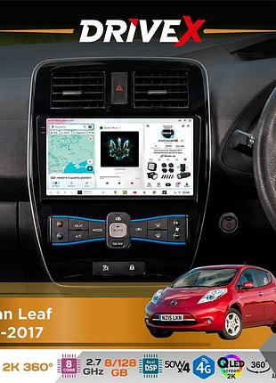 Штатная магнитола для nissan leaf 2010-2017 drivex s7+ 2k qled 9" android 8-ядерный 2.7ггц 8x128гб sim-карта 3g/4g ak7808 ab 4x50w
