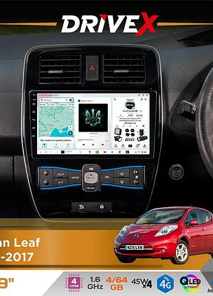 Штатная магнитола для nissan leaf 2010-2017 drivex s3 qled 9" android 8-ядерный 1.6ггц 4x64гб sim-карта 3g/4g 7388 4x45w asp