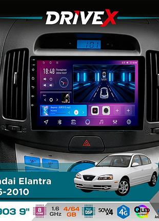 Штатная магнитола для hyundai elantra 2006-2010 drivex se-903 qled 9" android 8-ядерный 4+64гб sim-карта 3g/4g dsp 4x50w(tda7851)