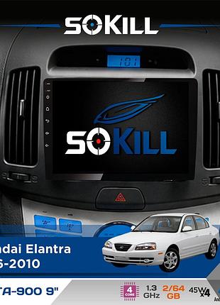 Штатная магнитола для hyundai elantra 2006-2010 sokill delta-900 9" android 4-ядерный 2+64гб 4x45w беспроводной carplay и