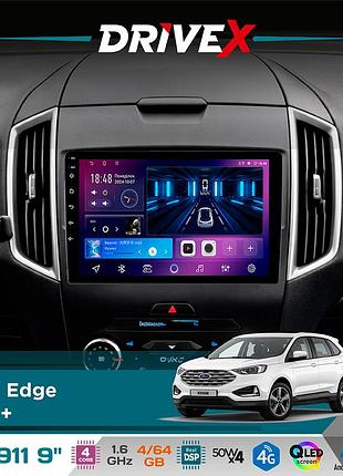 Штатная магнитола для ford edge 2015+ drivex se-911 4+64гб qled 9" android 4-ядерный 4x50w(tda7851) dsp беспроводной carplay и