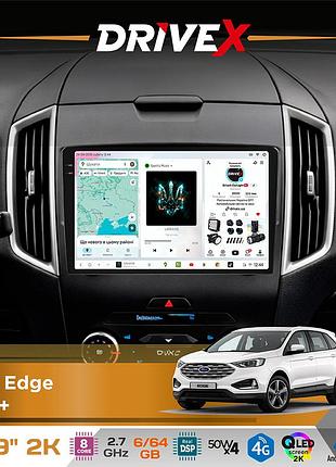 Штатная магнитола для ford edge 2015+ drivex s7 2k qled 9" android 8-ядерный 2.7ггц 6x64гб sim-карта 3g/4g ak7808 ab 4x50w dsp